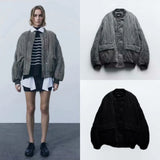 Toloer / Winter 2023 New Women's Washed Cotton Jacket Loose Pocket Pilot Jacket-Outfit