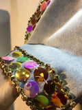 Women's Denim Shorts Loose Elastic Waist Rivet Colorful Big Sequins Wide Leg Short Jeans 2024 Summer New Fashion 29L1084-Outfit