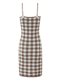 Luxury Retro Sweet Style Dress Women 2025 Summer New Lattice Print Design Short Sling