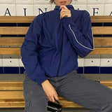 90s Contrast Piping Zip Up Jacket-Outfit