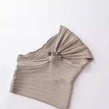 Summer New Female Decoration Body Sexy Side Ribs Knitted Asymmetric