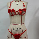 2021 New Bow Strap Hollow Women's Underwear Two