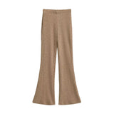 Trend Women's Dress In Autumn And Winter, High Waist, Buttocks, Bell-Bottoms, Leg Length, Micro-Elastic Knitted Trousers.-Outfit