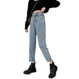 Toloer Jeans Female Autumn Loose Wide Leg Straight Leg Show Thin Large Size Fat Mm Harun Radish Dad Cigarette Pipe Pants-Outfit