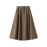 Temperament Half-Dress Girl Autumn Blanch High-Waisted A Skirt Dress With A Thin Umbrella Skirt