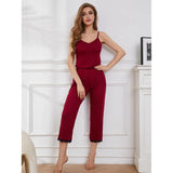 Toloer Female Summer Lace Edge Sexy Sling Trousers Two-Piece Women's Home Wear OZON-Outfit