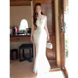 High-End Heavy-Working Nail Drill Sling Dress Women Summer Body Sex Pure Fishtail Ass Long