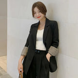 Spring And Summer New Korean Solid Color Small Suit Jacket Women's Casual Loose Coat Temperament Small Fragrant Style Suit Trend-Outfit