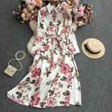 Long-Sleeved Dress With Large Flowers-Outfit