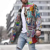 Explosion 3D Digital Printing Lattice Repair Medium And Long Casual Men's