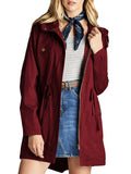 Military Jacket Women Fashion Long Sleeve Hooded Coat Spring Autumn Casual Streetwear Zip Up Drawstring Windbreaker