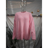 Toloer / Winter 2024 Round Collar Loose Long Sleeve Basic Casual Sweater