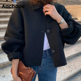 2022 Autumn Winter Women Elegant Solid Color Wool Coats Chic Turn Down Collar Long Sleeve Coat Female Chic