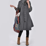 Red Woolen Coat Mid-Length Single Breasted Woolen Coats Cloak Woolen Trench Women's Autumn Winter Oversized Long Loose