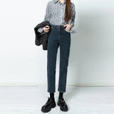 2023 Women's Jeans Vintage Mid Waist Loose Business Office Elegant Lady Pants Full Length Mom Jean Denim Vaqueros
