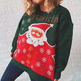 Christmas Women Knitted Sweater Retro Long Sleeve O-neck Santa Claus Knitting Pullover Sweater Top Jumper Knitwear Pull