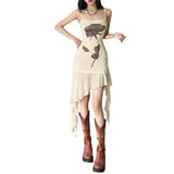 Toloer Summer New Women's Wear Print Slim High Waist Fashion Sling Sexy Backless Dress-Outfit