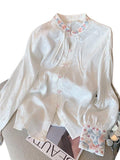 Toloer Chinese Style Embroidered Collar Shirt Women's Spring 2025 Design Sense Of Improved Cheongsam Zen Dress