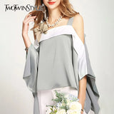 Hit Color Casual Shirt For Women Square Collar Sleeveless Patchwork Ruffle Elegant Blouse Female Fashion New