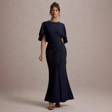 New Hottie Mid-Sleeved Folded Skirt Dress Folded Bag Hip Sexy Dress