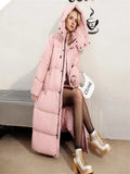 Coat Women White Long Hooded Parkas Coat Clothing 2023 Winter New Fashion Pink Black Loose Thick Warmth Bread