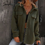 Simplee Office Lady Lapel Sheepskin Coat Jackets Winter Long Sleeve Outwear Coats Women Casual Fashion Ladies Winter