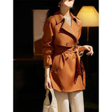 Orange Advanced Sense Of Short Elegant And Spontaneous Trench Coat Female 2024 Spring New Stylish Three-Dimensional Silhouette-Outfit