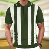 Men's Summer New Striped Spliced Knitted Knitted Short-Sleeved Polo Shirt Tide