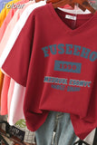 100% Cotton M-6XL T Shirt Letter Print 90S Tshirt Short Sleeve Women's Top Summer Couple O Neck Oversized T