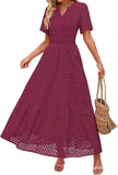 Women's V-Neck A-Shaped Hollow Lace Cake