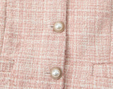 Tweed Pearl Button Sleeveless Tank Top And Mini Skirt Set-Outfit