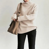 Elegant Autumn Winter Oversized Women Sweater New Solid Loose Turtleneck Knitted Sweaters Long Sleeve Pullover