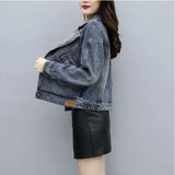 Toloer 2024 New Korean Version Of Temperament Denim Coat Female Student Fashion Versatile Korean Version Ins Tide Web Red Trend-Outfit