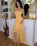 Yellow Ruffles Hem Strappy Midi Dress-Outfit