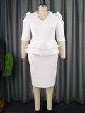 Fake Two-Piece Bag Ass Skirt Lightly Cooked Wind Party Lotus Leaf-Side High-Waisted