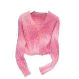 Autumn / Winter New Sweet Dopamine V-Neck Cardigan Girl's Short Graded Plush Blouse-Outfit