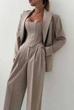 Women's Fashion Casual Suit Temperament Elegant Women's Blazer Trousers Three