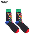 Men Socks Cartoon Cactus Flower Leaf Wood Plant Harajuku Funny Happy Hip Hop Skate Male Cotton Sock Street Style