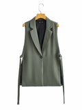Sales Spring 2025 New T-Shirt Decorated Open Fork Vest Suit