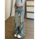 Skirt Jeans Women Autumn Retro Do Old Water Wash High Waist Tie With Horseshoes Super Fire Korean Micro-Rave