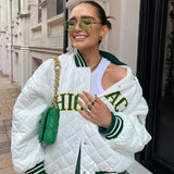 Autumn Winter Oversized Jackets Women 2022Fashion Letter Embroidery Baseball Varsity Black Loose Long Sleeve Y2K