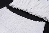 White Ruched Bandeau Top And Mini Skirt Set-Outfit