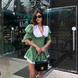 Toloer Summer New Doll Collar Short-Sleeved Floral Dress Temperament Fashion Waist Bouagant Skirt-Outfit