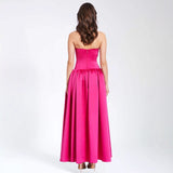 2025 New Waist Thin Seaside Holiday Dress French Rose Red Sling Dress