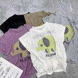 New Pure Cotton Women's Clothing T-shirt Sleeve Round Neck Fashion Versatile Covering Belly Letter Printing Tops-Outfit
