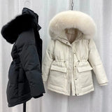 2022 Oversized Cotton Padded Jacket Parka Big Fur Collar Winter Down Jacket Women Thick Warm Parkas Female