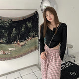 Toloer Sense Long-Sleeved T-Shirt Female 2024 Spring And Autumn New Korean Version Slim Careful Machine Bottom Shirt Short Student