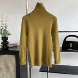 Women's Turtleneck Solid Bottomed Knit Shirt 2022 Autumn Winter Korean Style Simple 8-color
