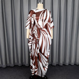 Printed Pantyhose Kit Rope Tie With Loose Blouse And Casual Broad Leg Pants Two-Piece