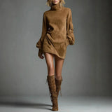 New High-Collar Velvet Retro Loose Pocket Tuxedo Long-Sleeved